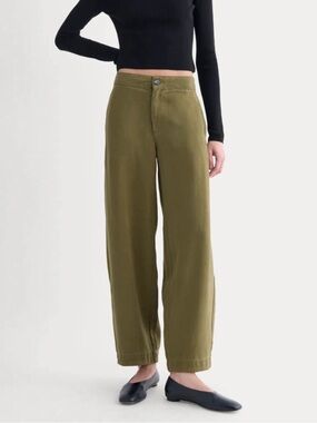 Everlane Olive Green Wide-Leg High-Rise Pants